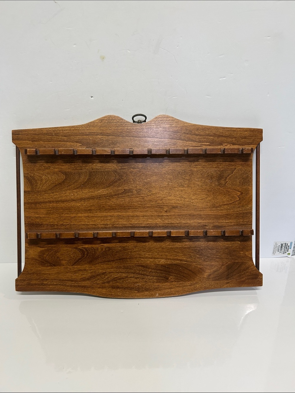 Vintage Wooden Souvenir Spoon Display Rack Wall Hanging Holds 24 Spoons